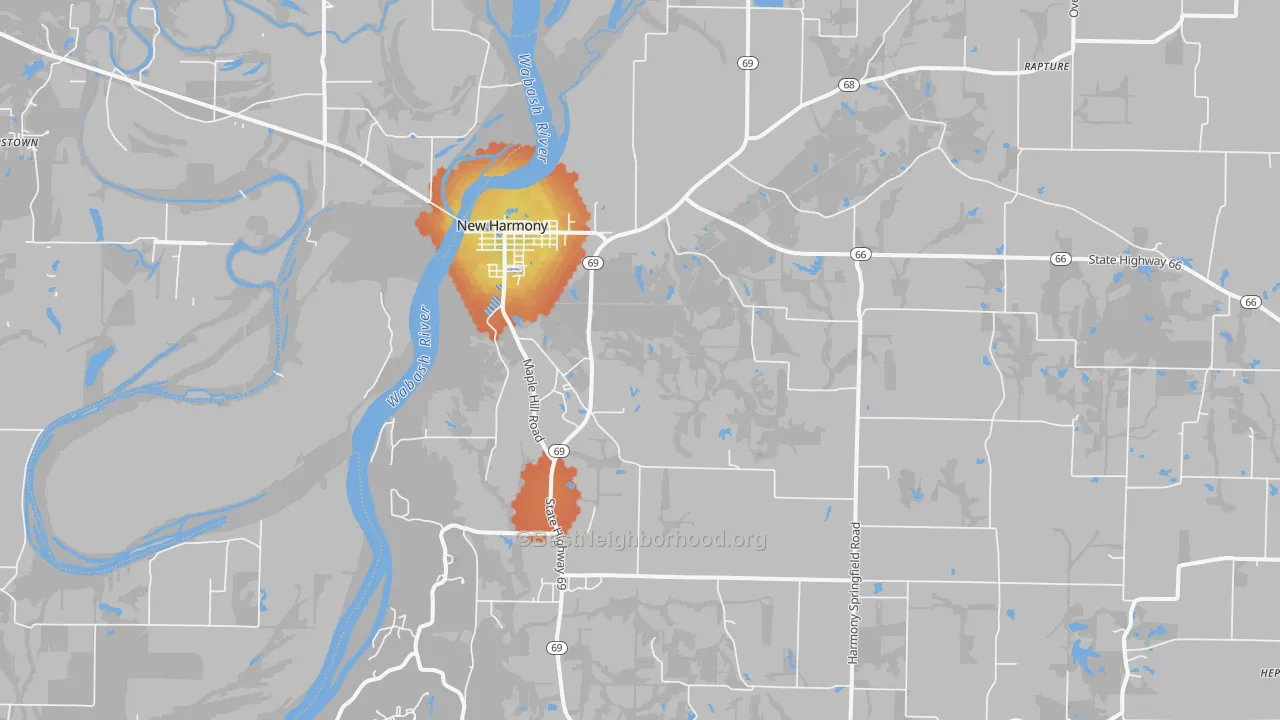 Bike Grade map of New Harmony, IN