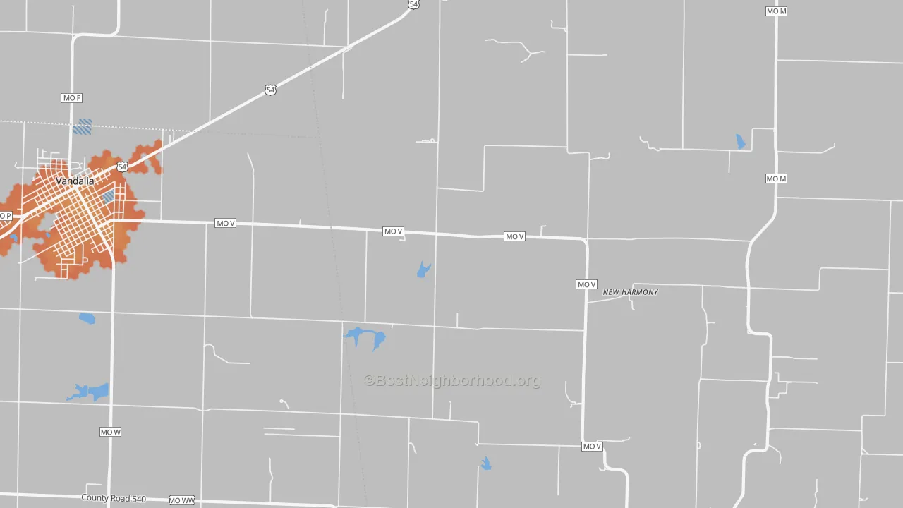 Bike Grade map of New Harmony, MO