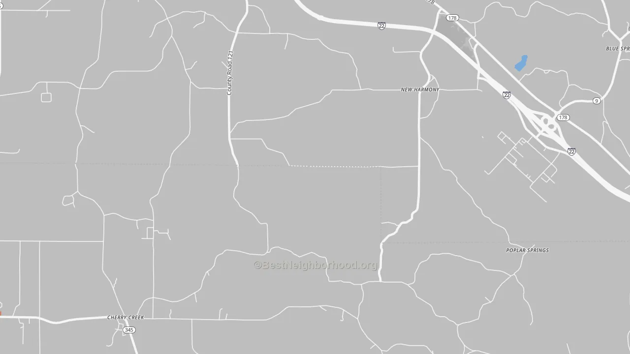 Bike Grade map of New Harmony, MS