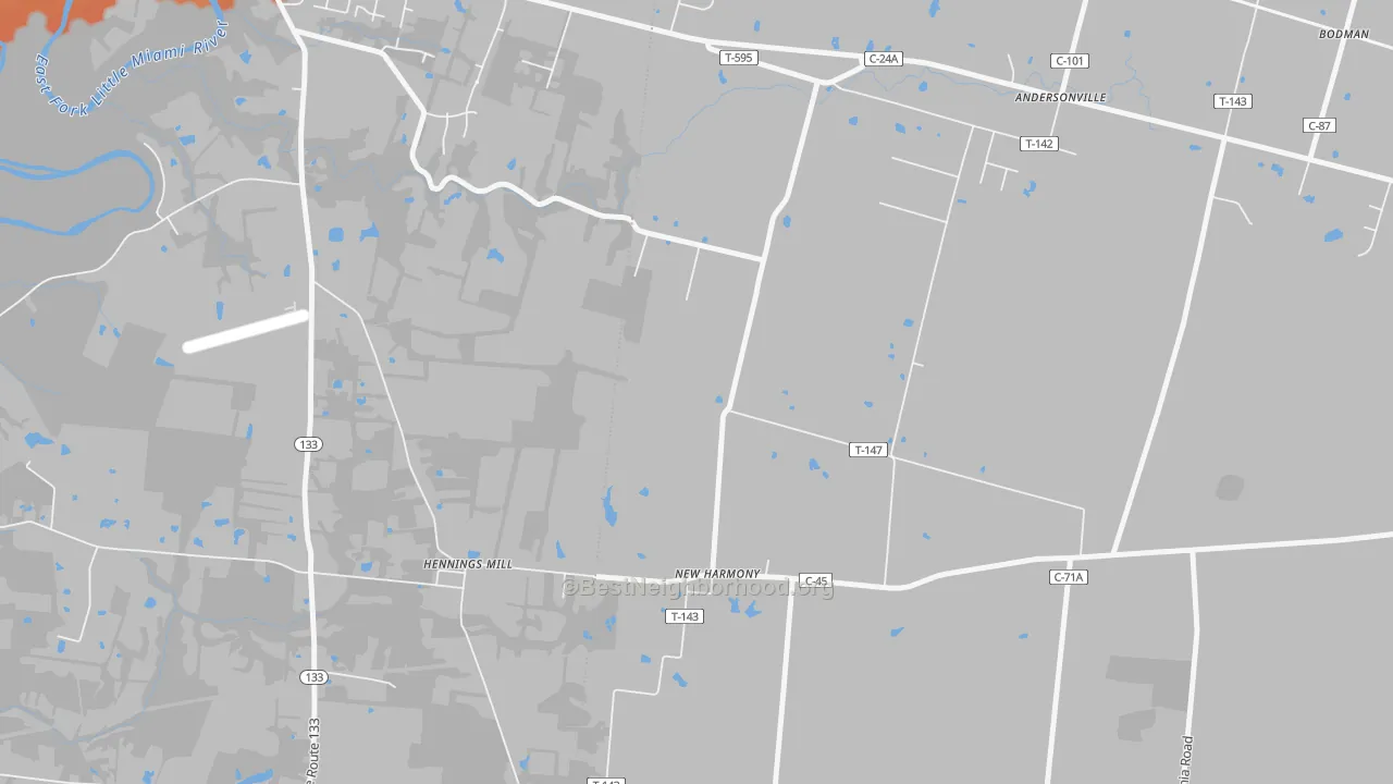 Bike Grade map of New Harmony, OH