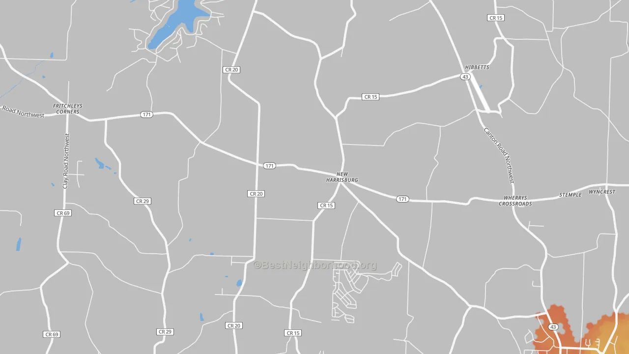 Bike Grade map of New Harrisburg, OH