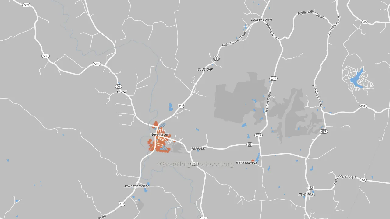Bike Grade map of New Haven, KY
