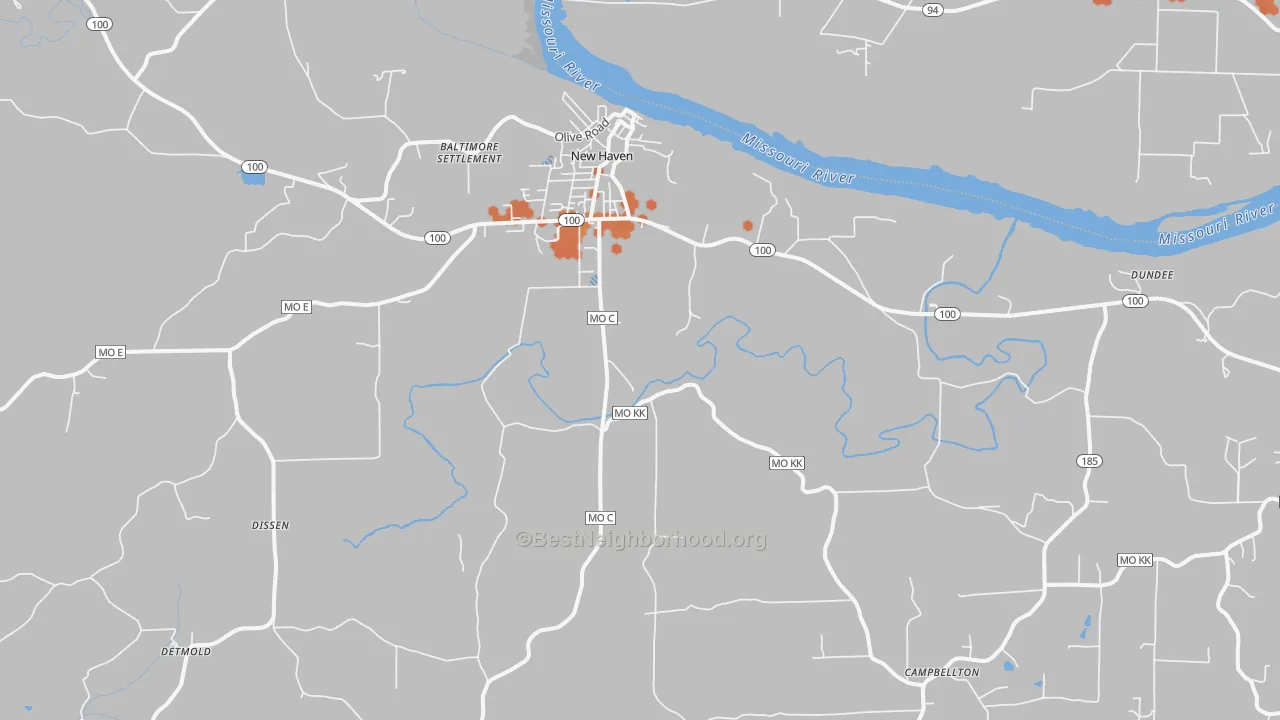 Bike Grade map of New Haven, MO