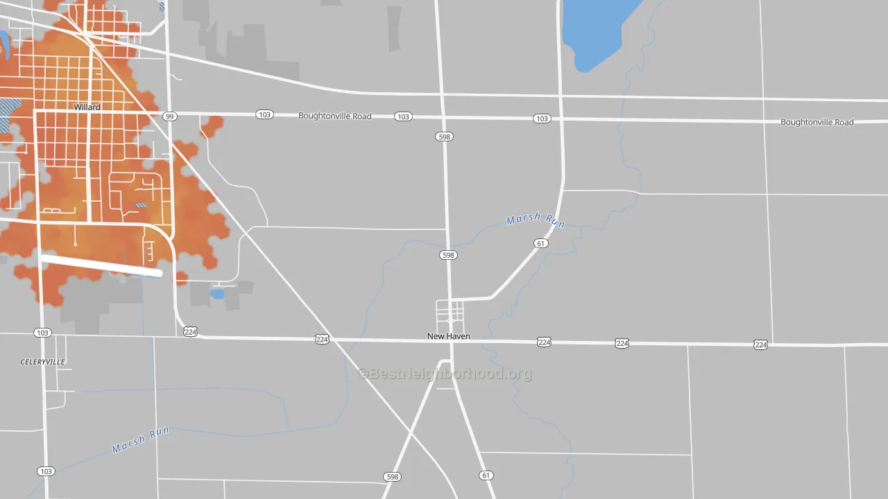 Bike Grade map of New Haven, OH