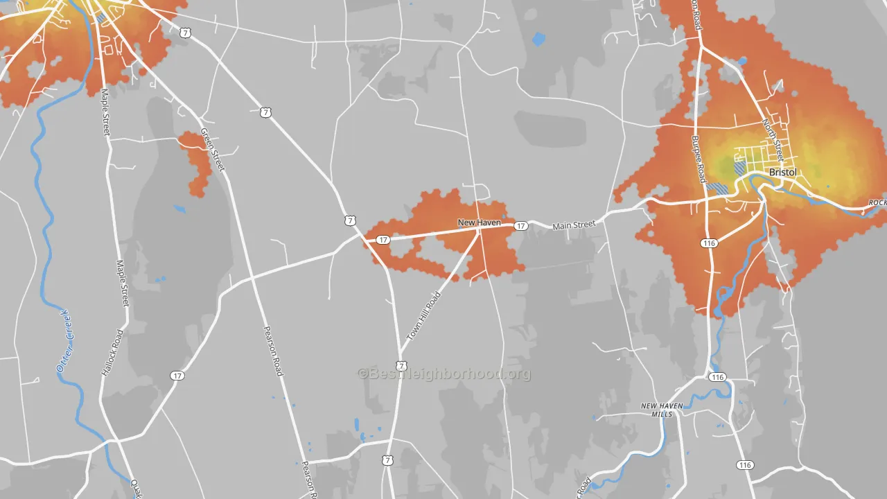 Bike Grade map of New Haven, VT