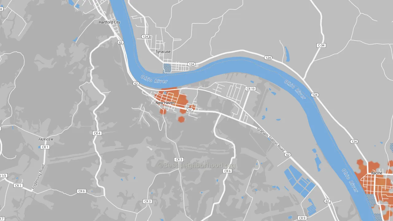 Bike Grade map of New Haven, WV