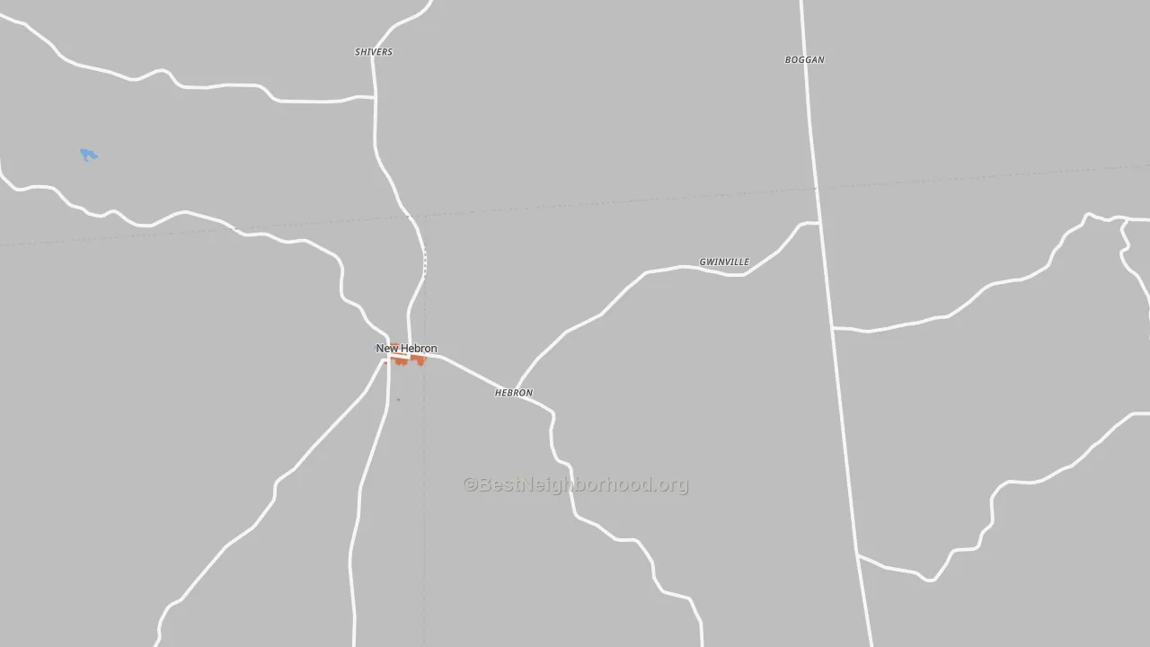 Bike Grade map of New Hebron, MS