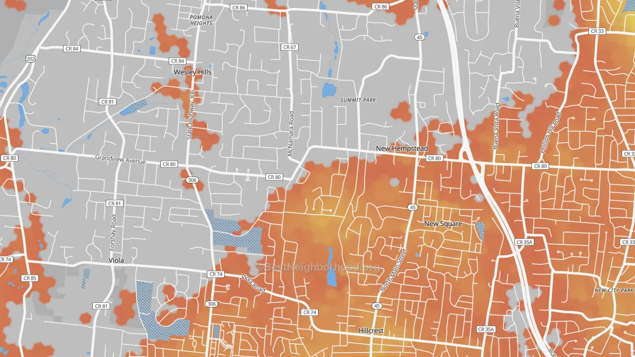 Bike Grade map of New Hempstead, NY