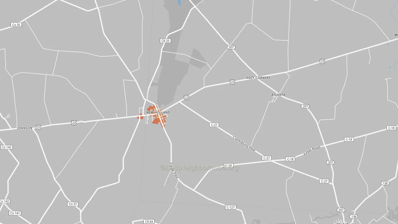 Bike Grade map of New Holland, OH