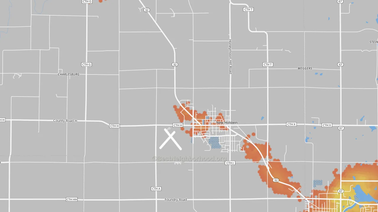 Bike Grade map of New Holstein, WI