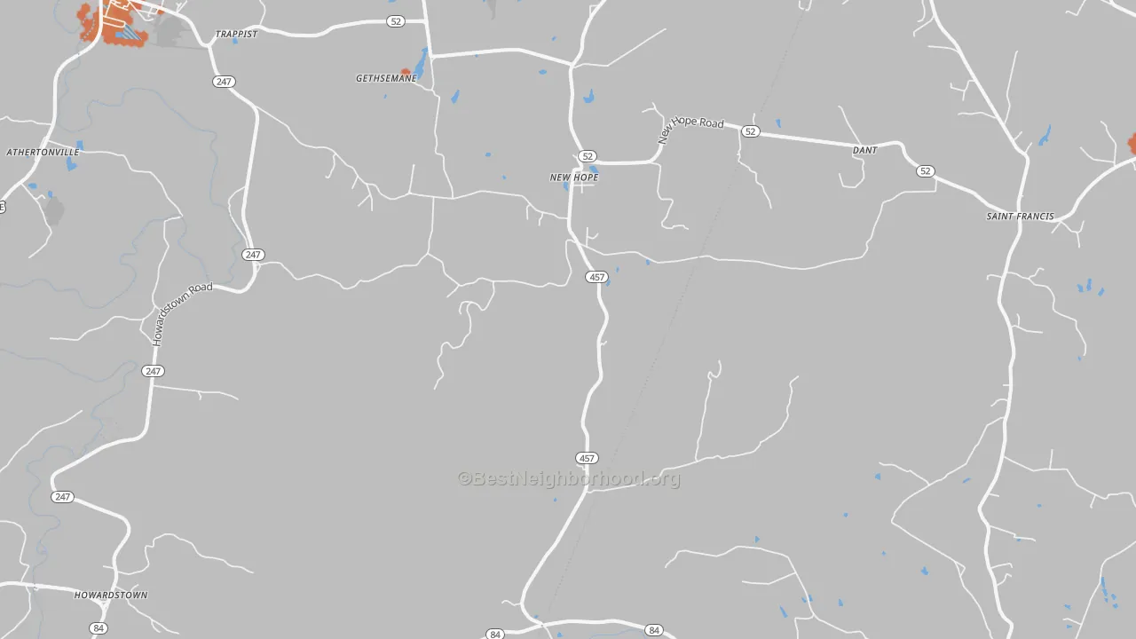 Bike Grade map of New Hope, KY