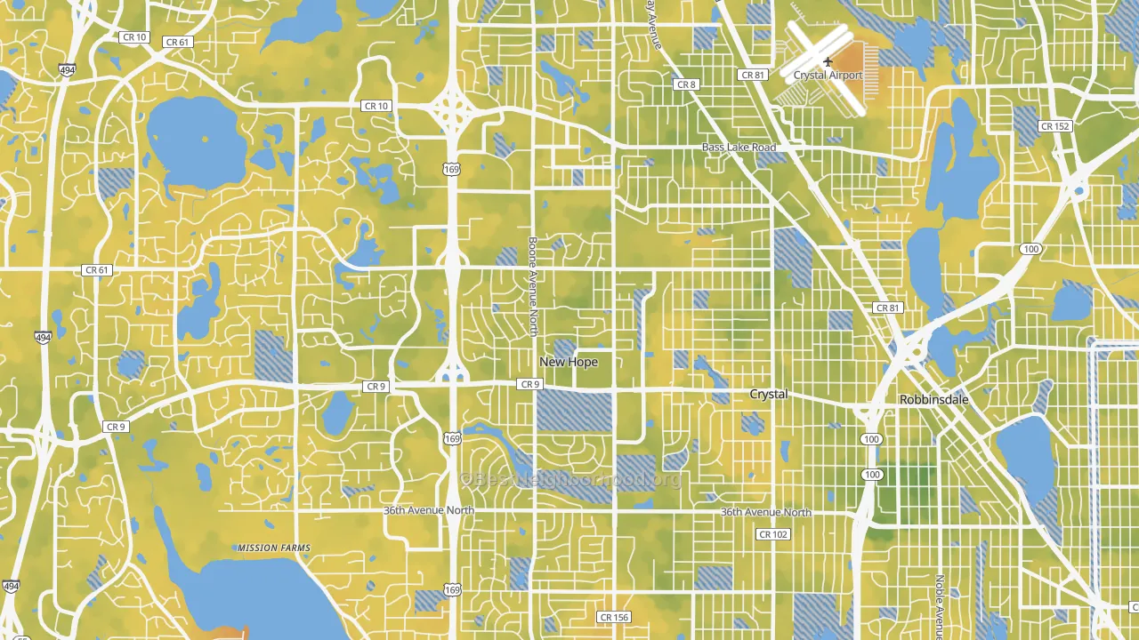 Bike Grade map of New Hope, MN