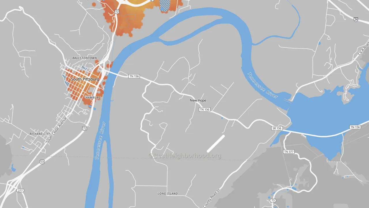 Bike Grade map of New Hope, TN