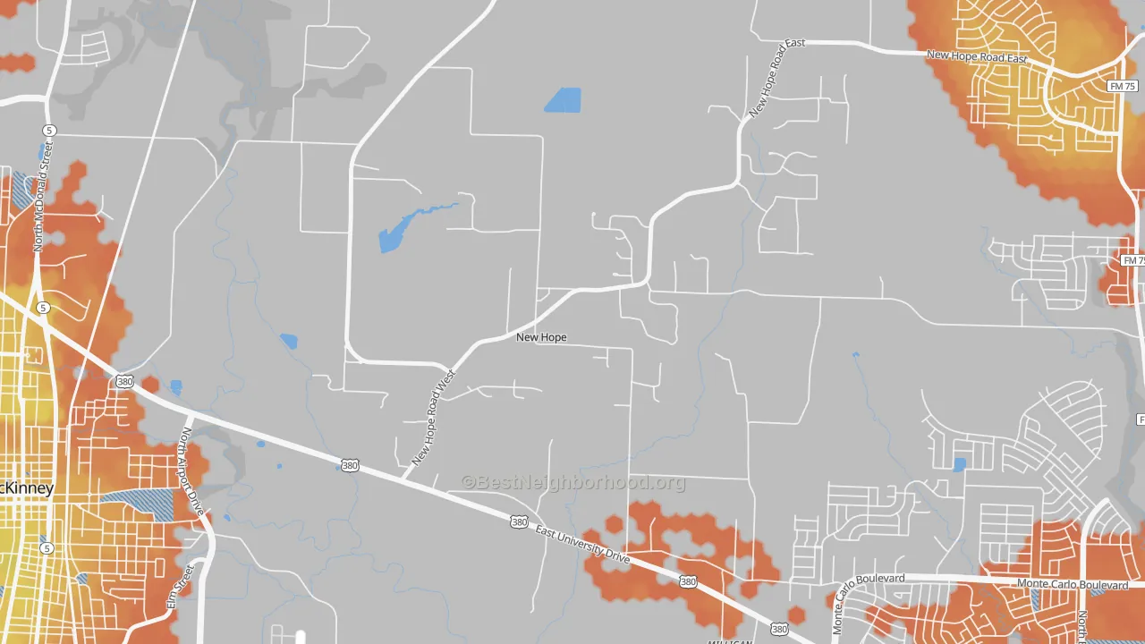 Bike Grade map of New Hope, TX
