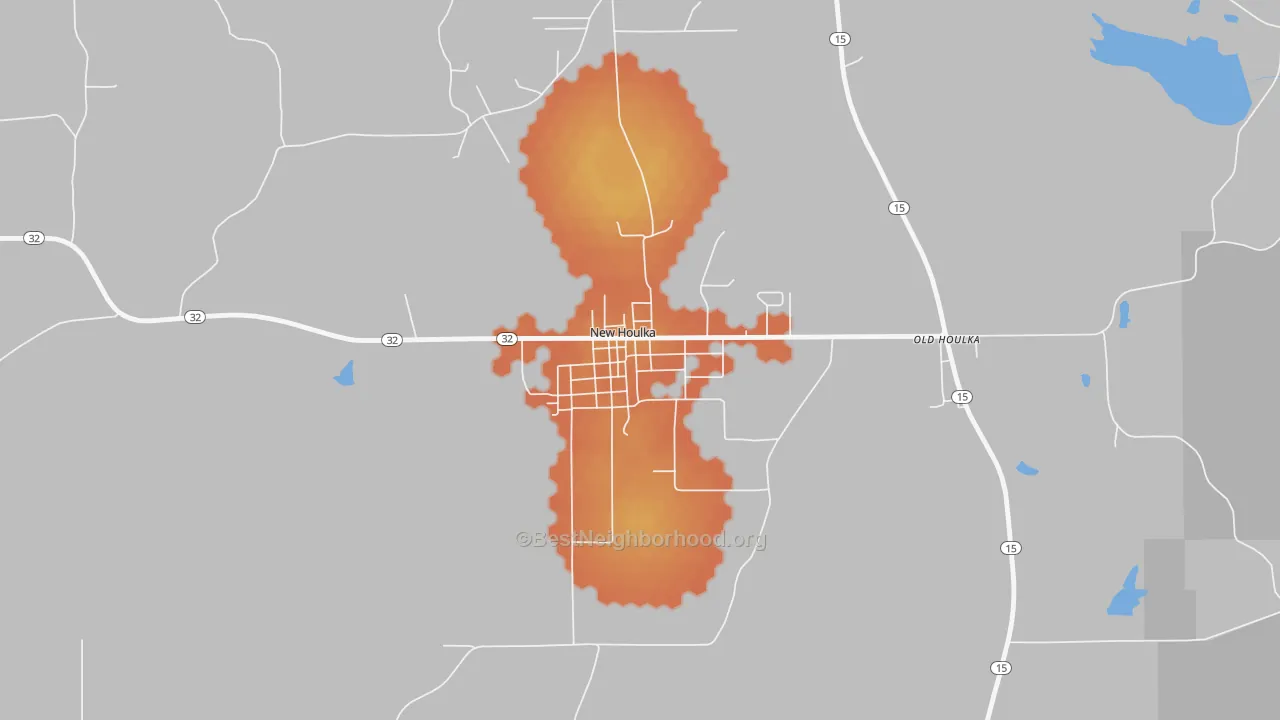 Bike Grade map of New Houlka, MS