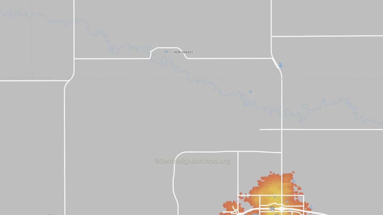 Bike Grade map of New Hradec, ND