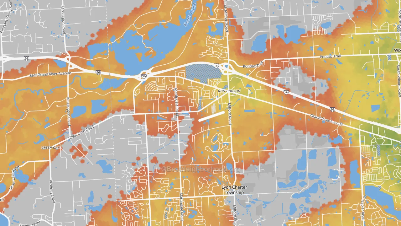 Bike Grade map of New Hudson, MI