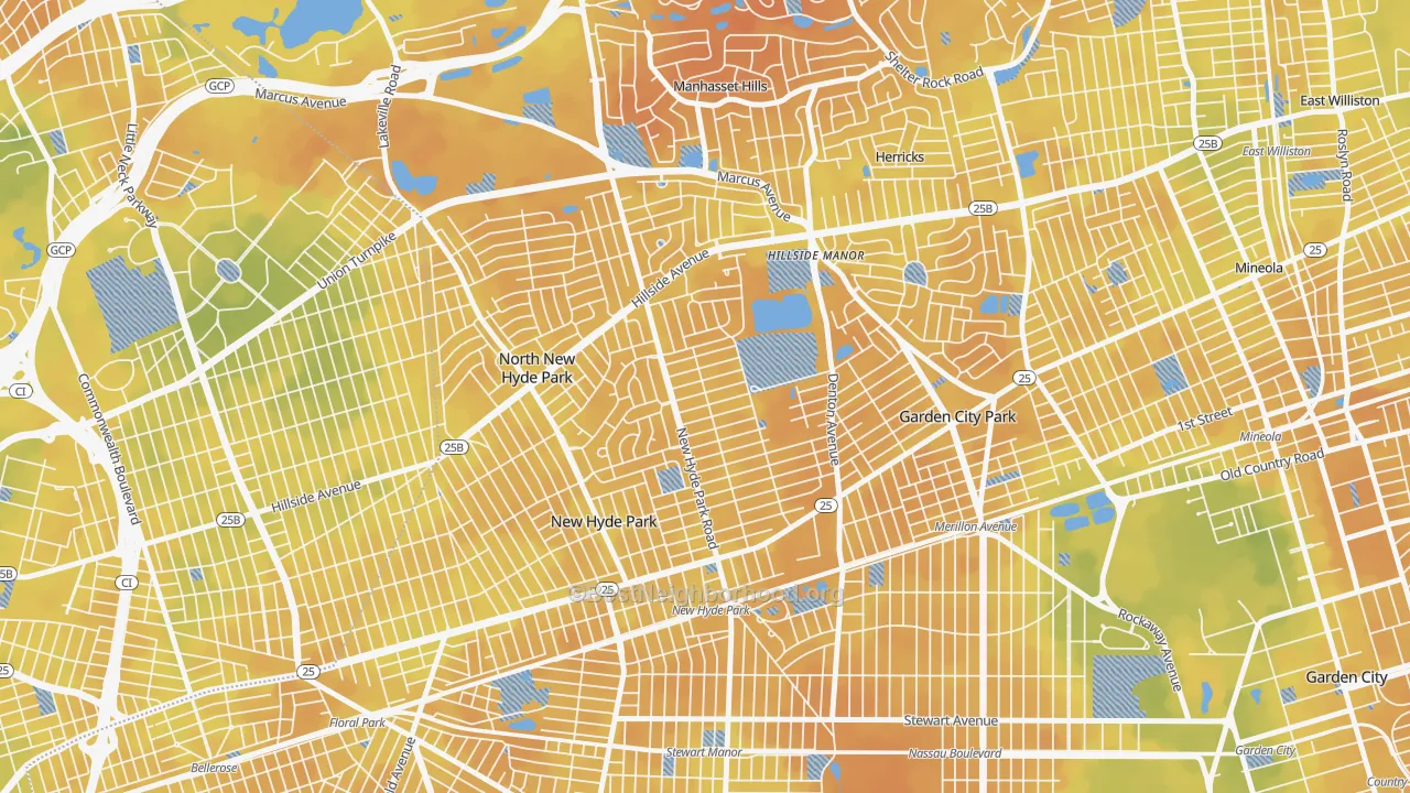 Bike Grade map of New Hyde Park, NY