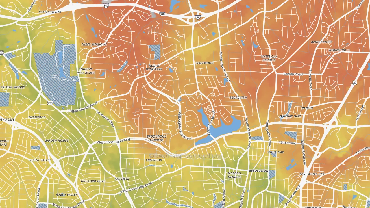 Bike Grade map of New Irving Park, Greensboro, NC