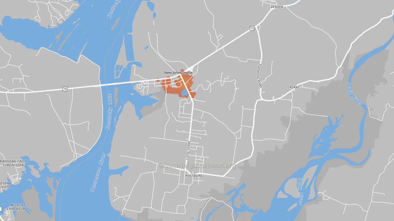 Bike Grade map of New Johnsonville, TN