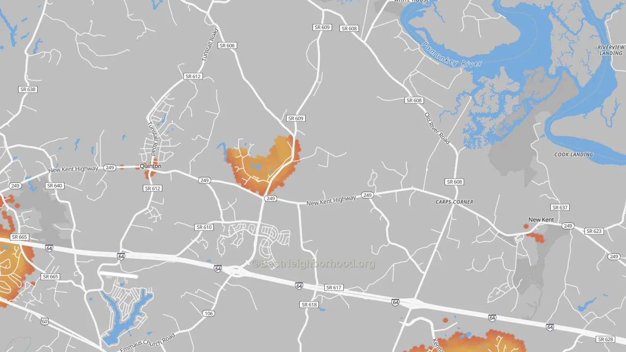 Bike Grade map of New Kent, VA