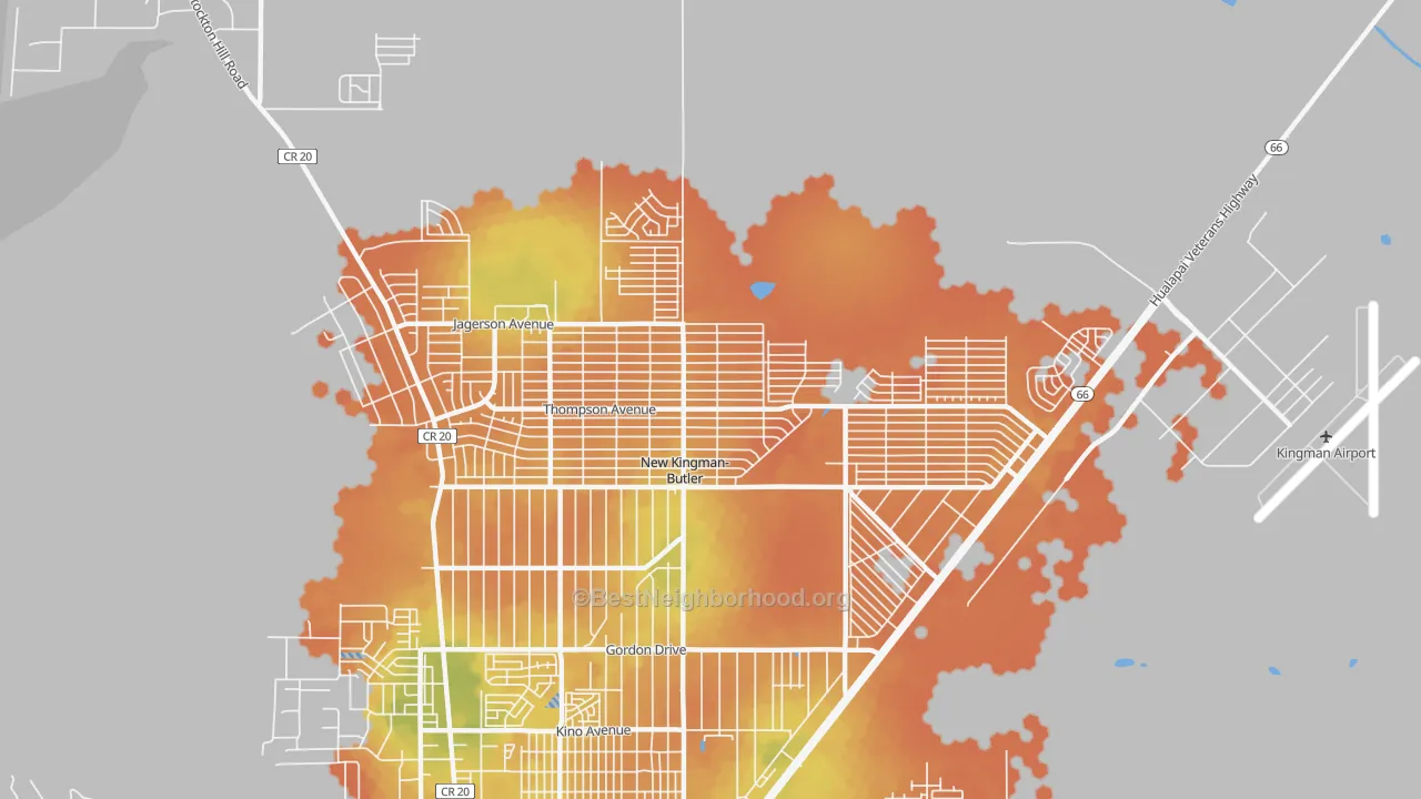 Bike Grade map of New Kingman-Butler, AZ