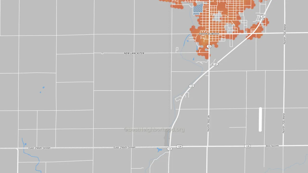 Bike Grade map of New Lancaster, IN