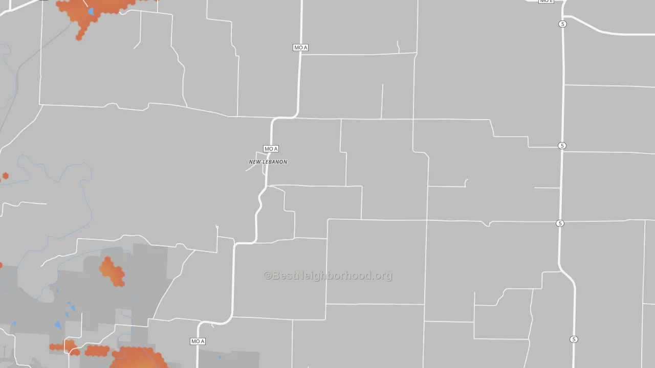 Bike Grade map of New Lebanon, MO