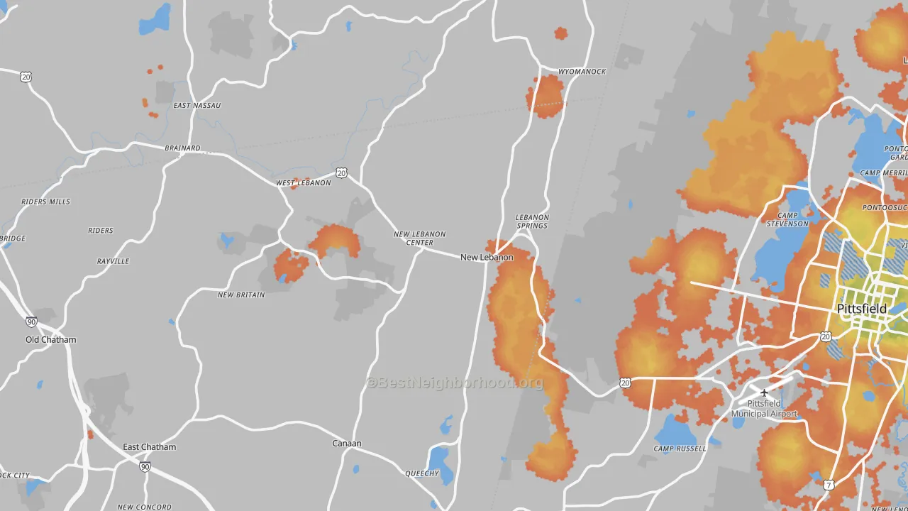 Bike Grade map of New Lebanon, NY