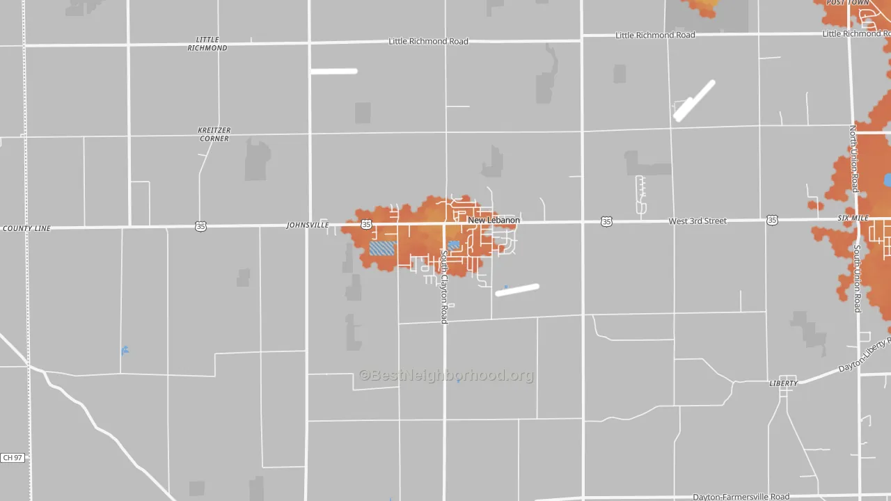 Bike Grade map of New Lebanon, OH