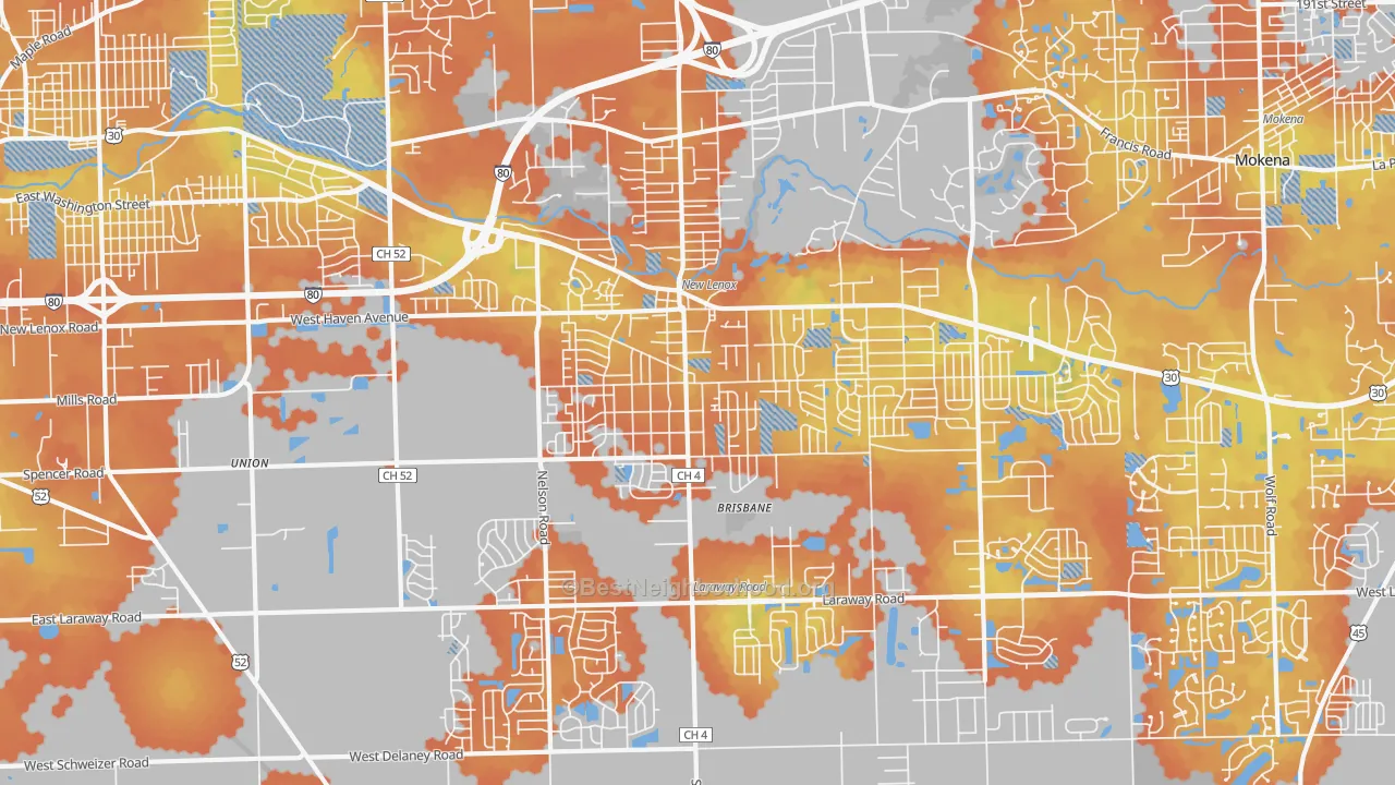 Bike Grade map of New Lenox, IL