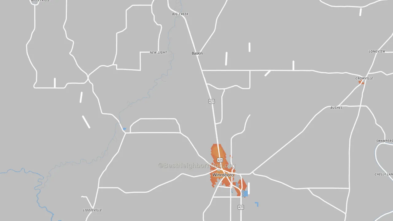 Bike Grade map of New Light, LA