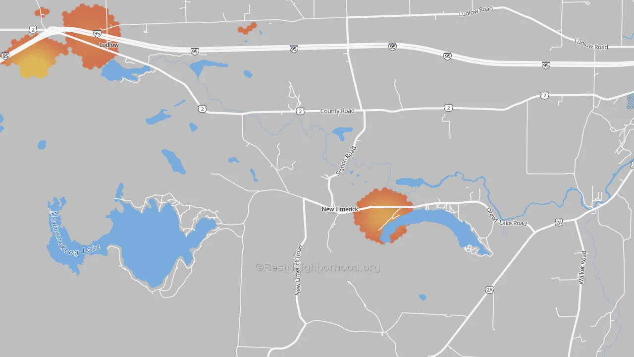 Bike Grade map of New Limerick, ME