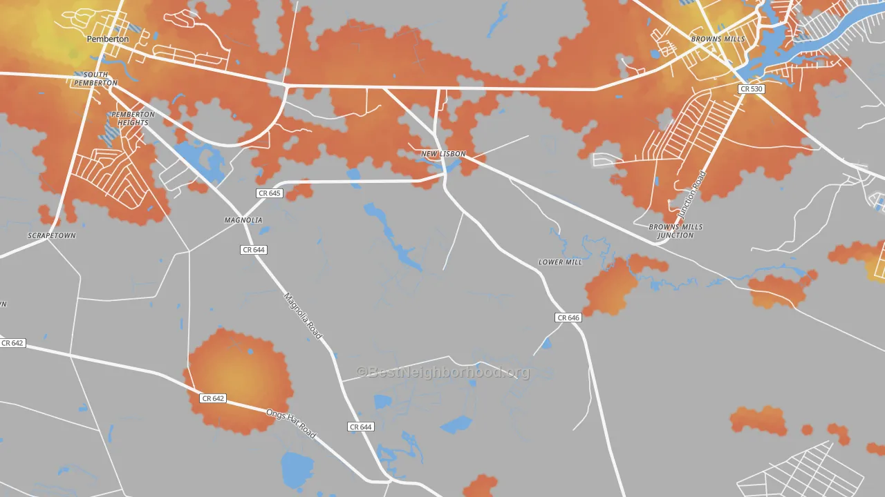 Bike Grade map of New Lisbon, NJ
