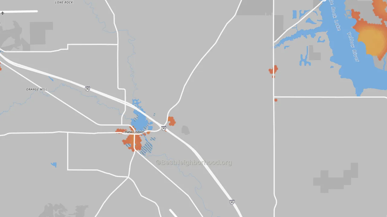 Bike Grade map of New Lisbon, WI