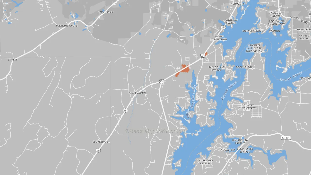 Bike Grade map of New London, AL