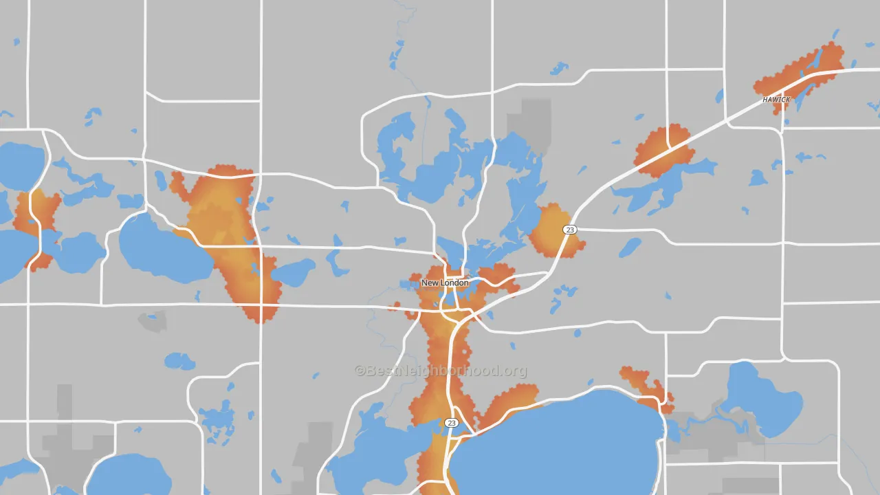 Bike Grade map of New London, MN