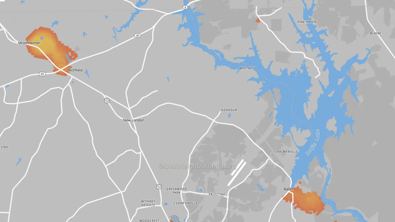 Bike Grade map of New London, NC