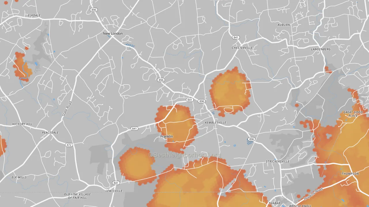 Bike Grade map of New London, PA