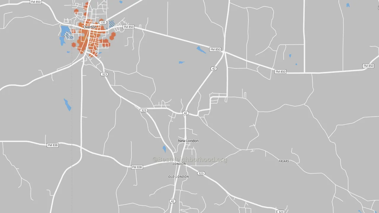 Bike Grade map of New London, TX