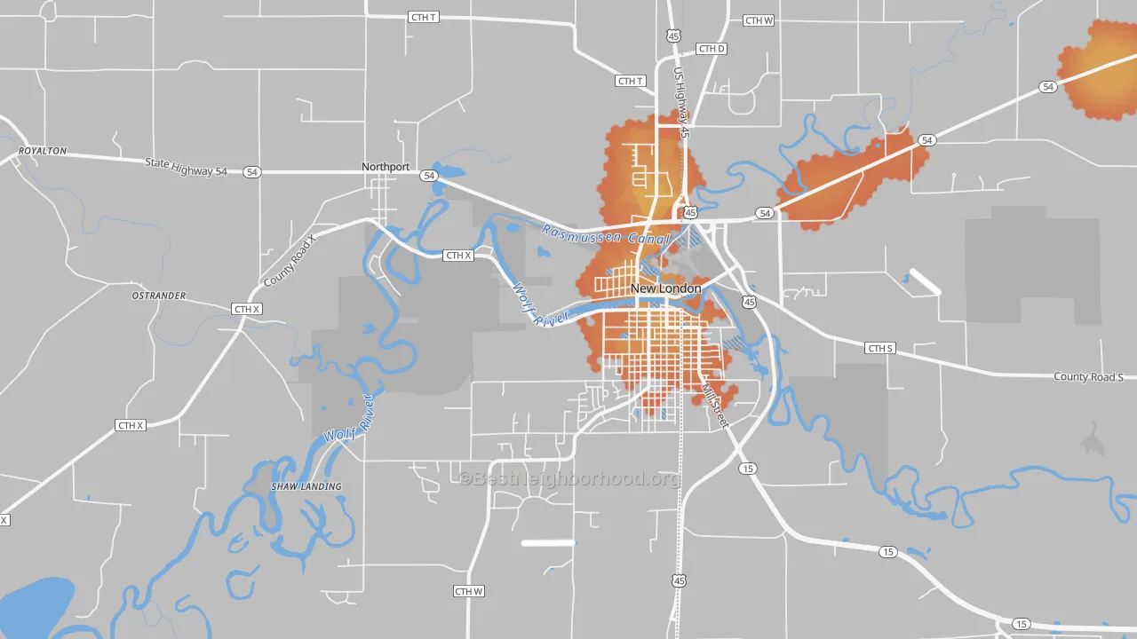 Bike Grade map of New London, WI