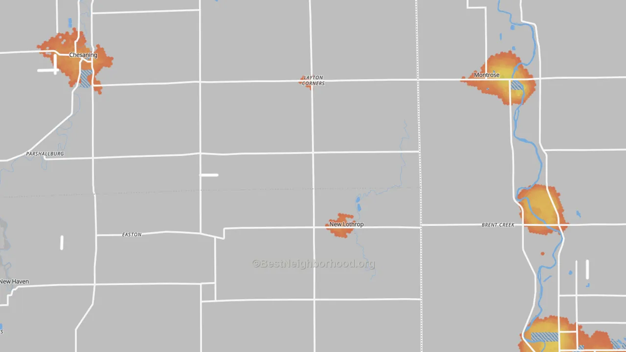 Bike Grade map of New Lothrop, MI