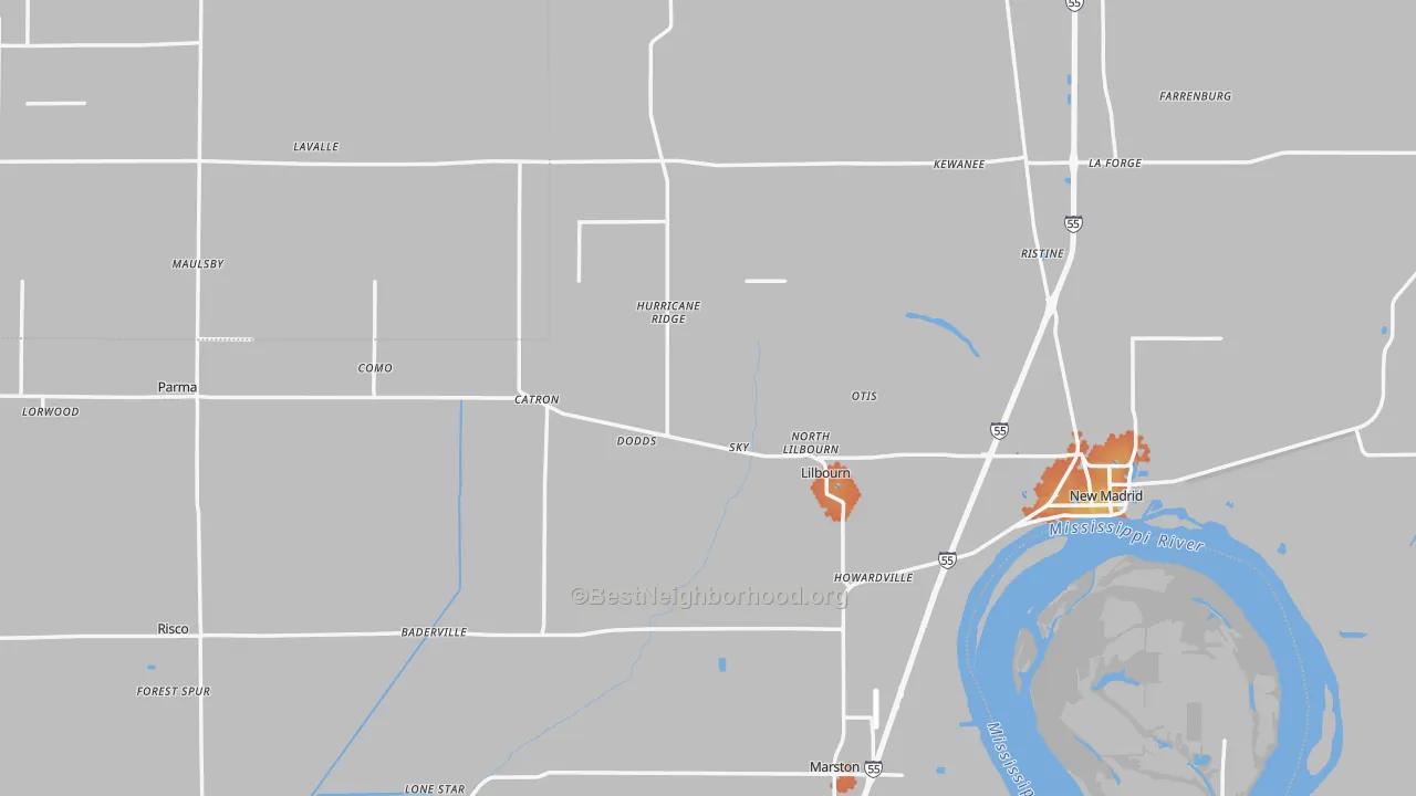 Bike Grade map of New Madrid County, MO