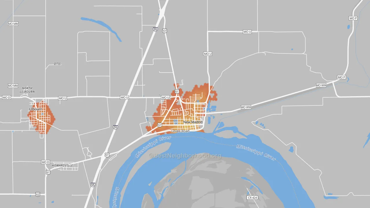 Bike Grade map of New Madrid, MO