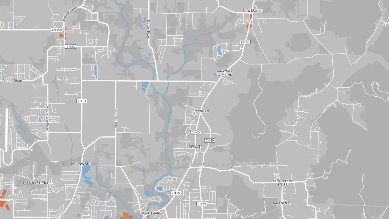 Bike Grade map of New Market, AL