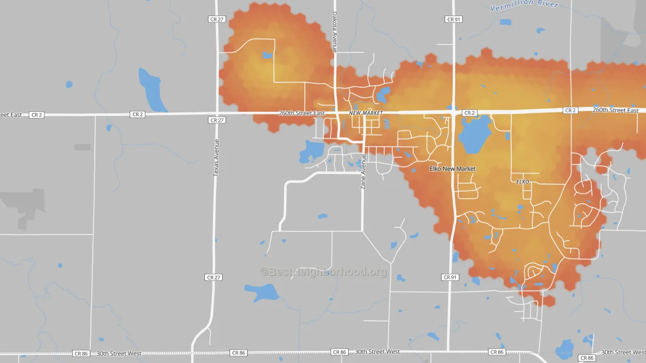 Bike Grade map of New Market, MN