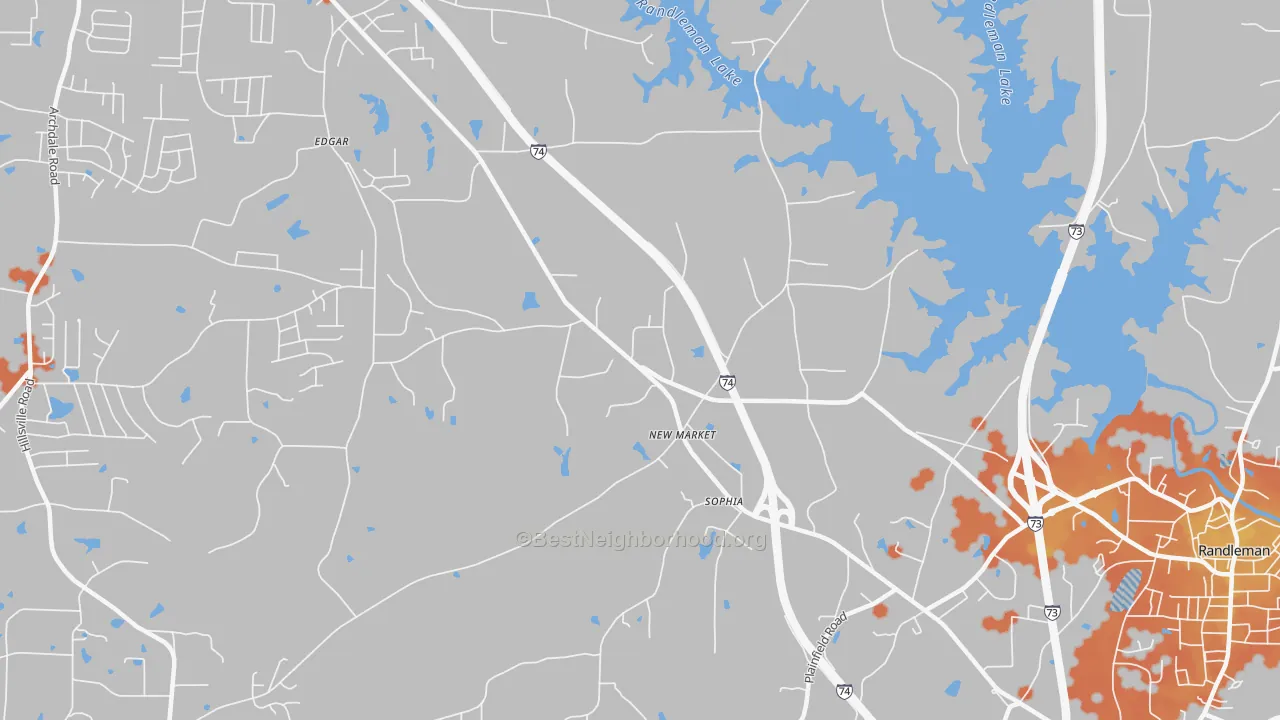 Bike Grade map of New Market, NC