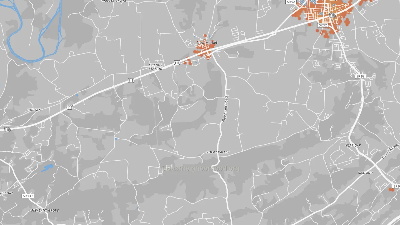 Bike Grade map of New Market, TN