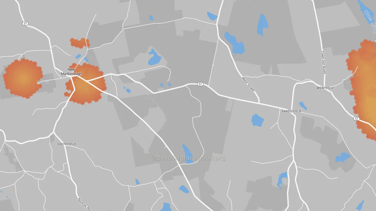 Bike Grade map of New Marlboro, MA