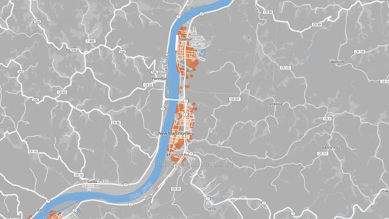 Bike Grade map of New Martinsville, WV